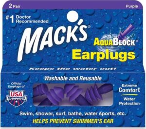 Mack´s Špunty do uší do vody Mack’s Aqua Block® – 2 páry Množství: Fialové